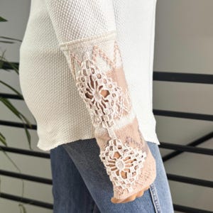 Free People We The Free Kyoto Kombucha Cuff Thermal Top Ivory Waffle Knit Large Bild 2