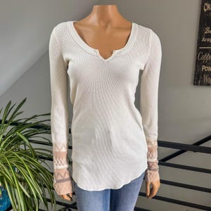 Free People We The Free Kyoto Kombucha Cuff Thermal Top Ivory Waffle Knit Large Bild 6