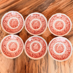 Early Mid-Century Mason's Vista Pink England Ironstone Small Plates-6.5"-Qty 6