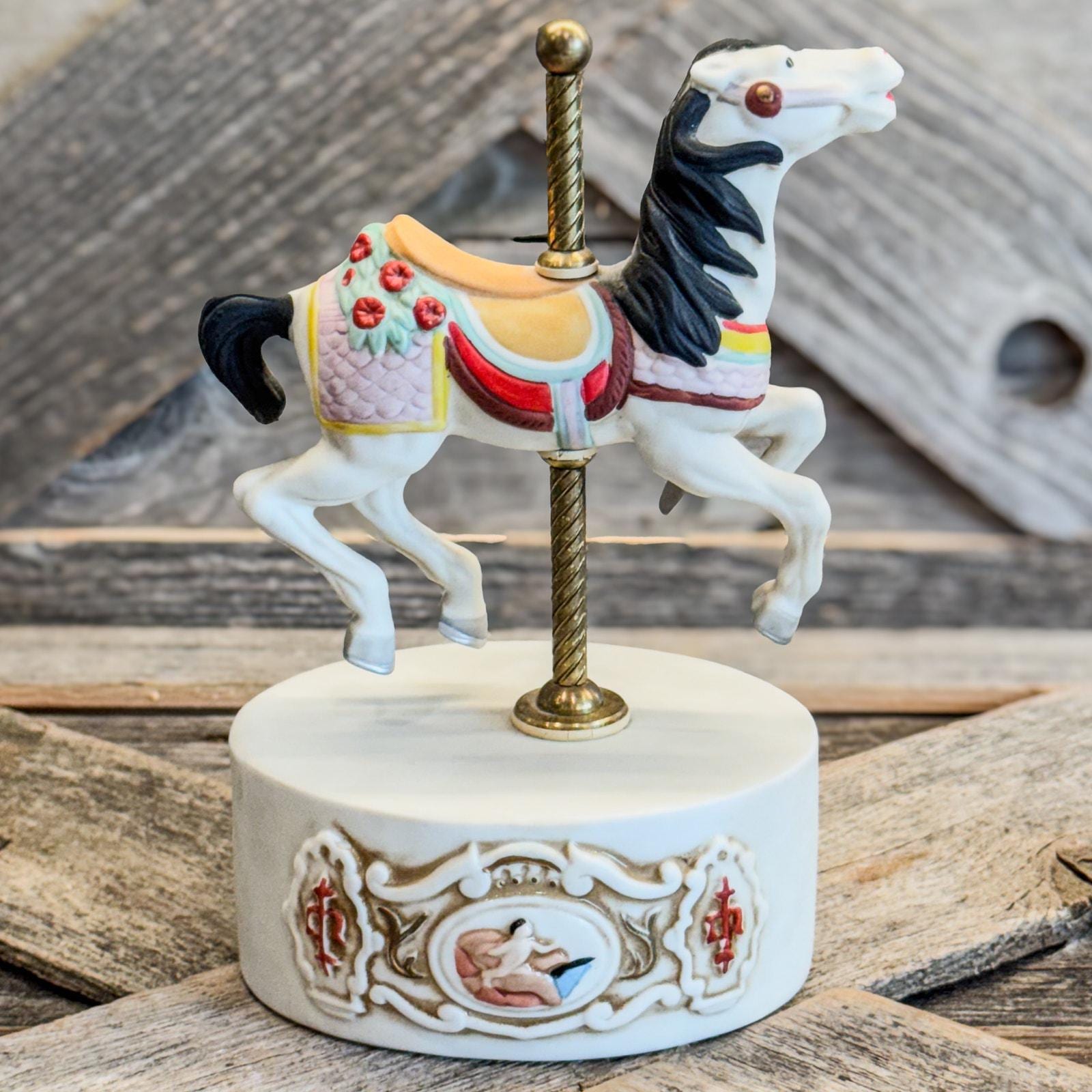 Carrousel Avec 4 Gondoles 8 Personnes Tôle Litho. Signé Made IN Germany