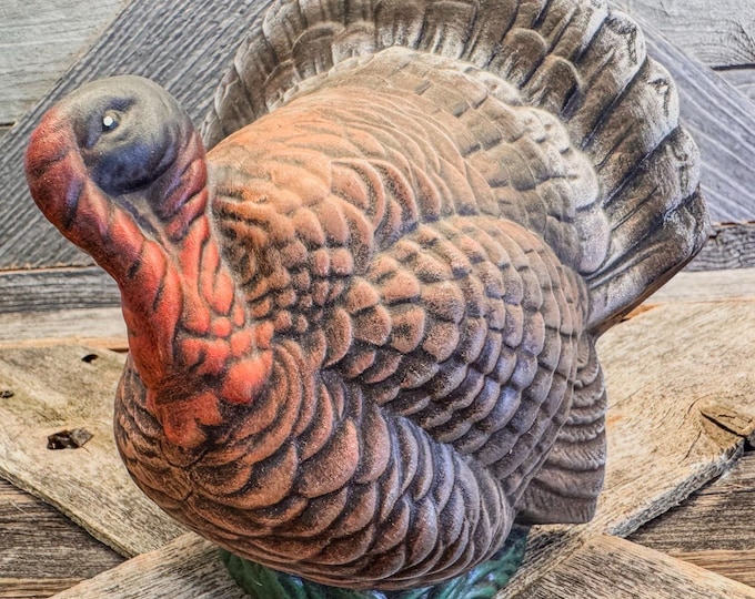 Turkey Painted Shell 1970’s Vintage Ceramic Bisque Hand Painted Turkey, Thanksgiving/fall ...