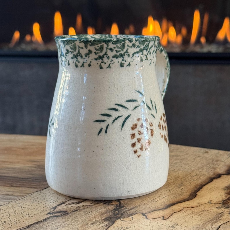 Rustic Woodland Pinecones Hand-Thrown Artisan Pottery Coffee Mug, Artist Sig image 2