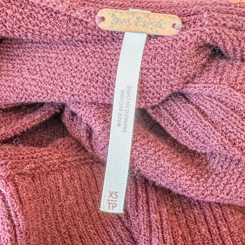 Free People Maroon Criss Cross Lightweight Tunic Sweater, Women's Size X-Small image 5
