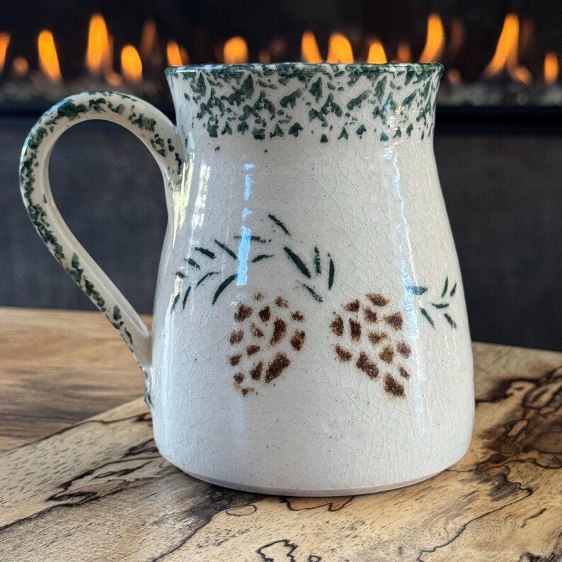 Rustic Woodland Pinecones Hand-Thrown Artisan Pottery Coffee Mug, Artist Sig image 7
