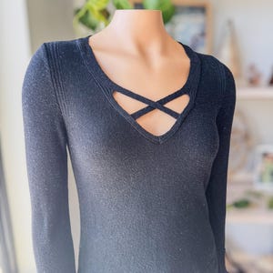 Free People Black Criss Cross Lightweight Tunic Sweater, Women's Size X-Small image 8