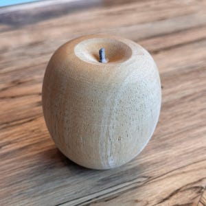 Vintage MidCentury Wooden Apple, Raw Wood, 2.75&quot;
