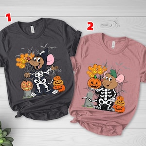 Jaq And Gus Mouse Skeleton Halloween Shirt, Disney Cinderella Princess Bibbidi Bobbidi Boo, Mickey&#39;s Not So Scary Tee, WDW Trip C1I217