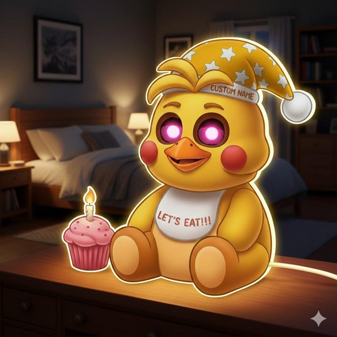 Chica the Chicken Acrylic Light Box,fnaf Night Light,custom Lamp,game ...