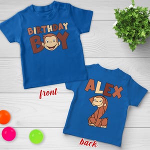 Custom Curious George Birthday 2 Sides Shirt, Curious George Boy Tee, Curious George Family Group Shirt, Custom Birthday Matching JCON09