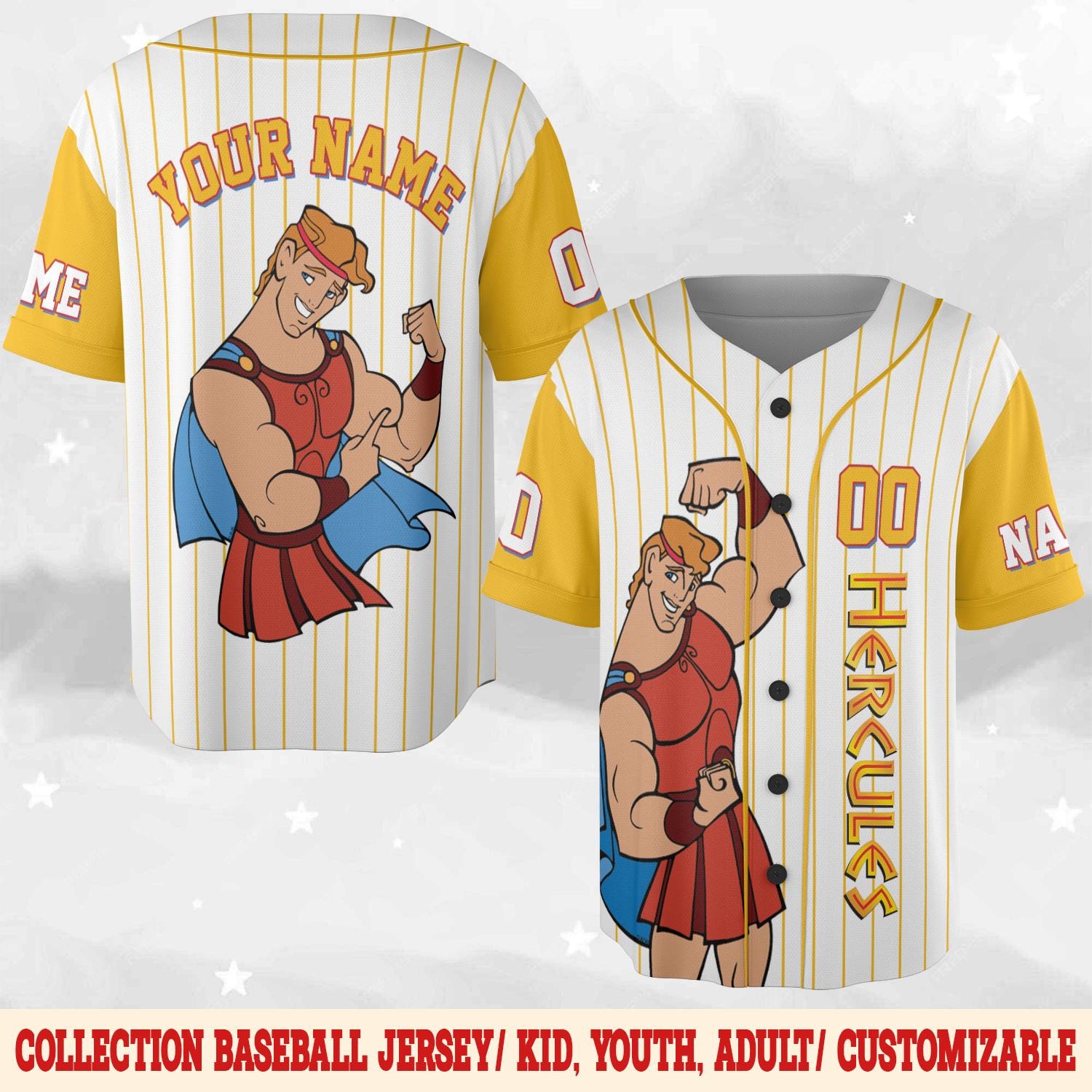 Discover Personalized Hercules Baseball Jersey, Disney Hercules Sports Jersey for Disney Fans, Disneyland Birthday Gift,disney Baseball Jersey