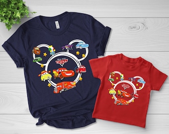 Mickey Head Disney Cars Shirt, Lightening McQueen Shirt, Disney Shirt, Cars McQueen and Friends Shirt Tow Mater Tee, Pixar Cars Movie CZDX02