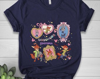 Coquette Bow Watercolor Zootopia Shirt, Judy Hopps Shirt, Nick Wilde Shirt, Retro Zootropolis Disney Tee, WDW Family 2025 Trip Tee BZHT17