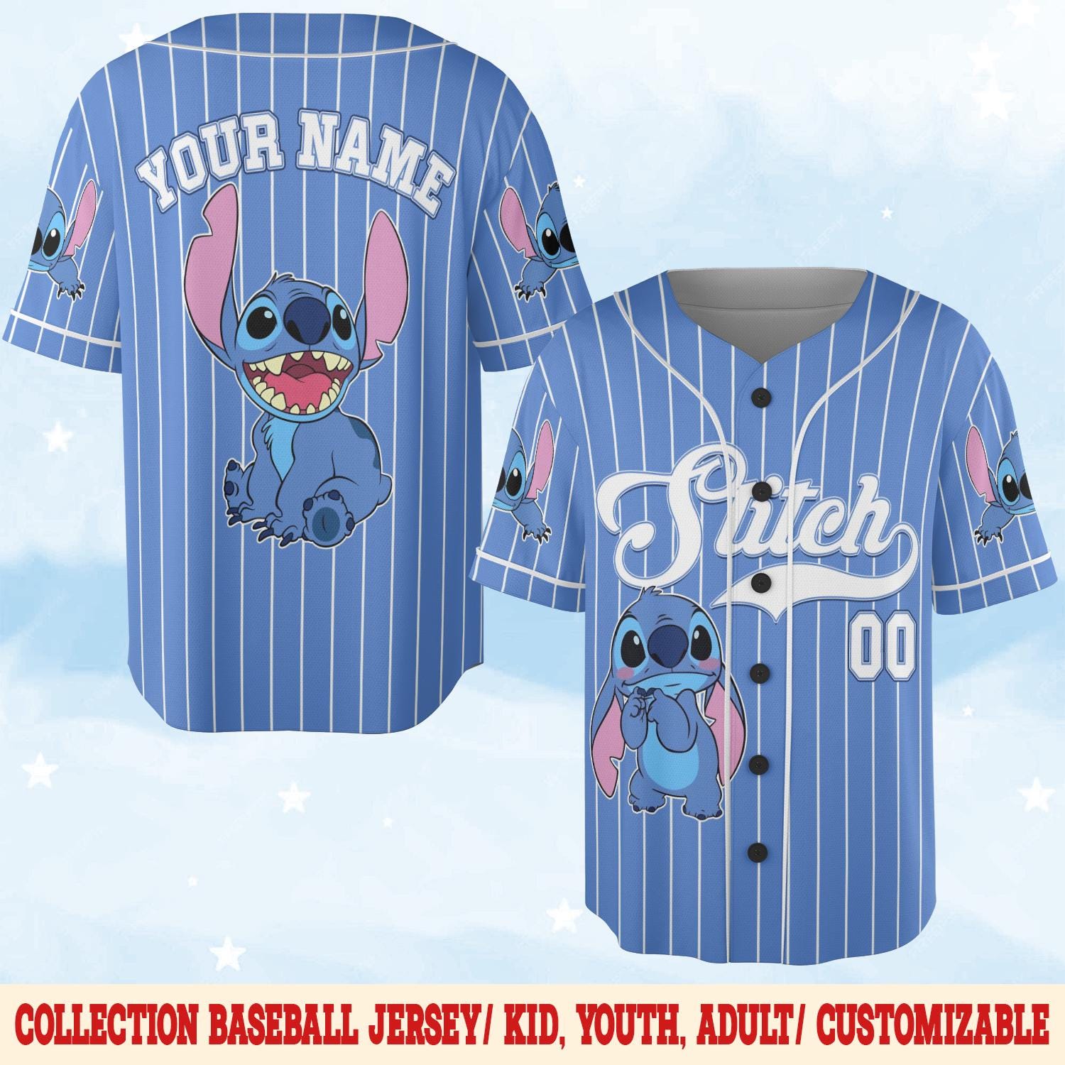 Discover Custom Disney Lilo and Stitch Stitch Baseball Jersey, Gift for Kids, Disney Birthday Gift, Gift For Baseball Fans