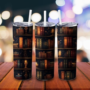 Bookish Tumbler Wrap Design, Reading is Dreaming Sublimation PNG, Row of Books Skinny Tumbler, Digital Download Tumbler Wrap Template