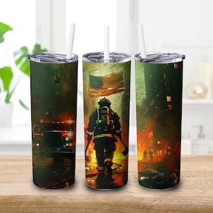 USA Firefighter 20 oz Straight Tumbler Sublimation Design Digital Download PNG, Skinny Tumbler Design Digital Only, Firefighter Tumbler Wrap
