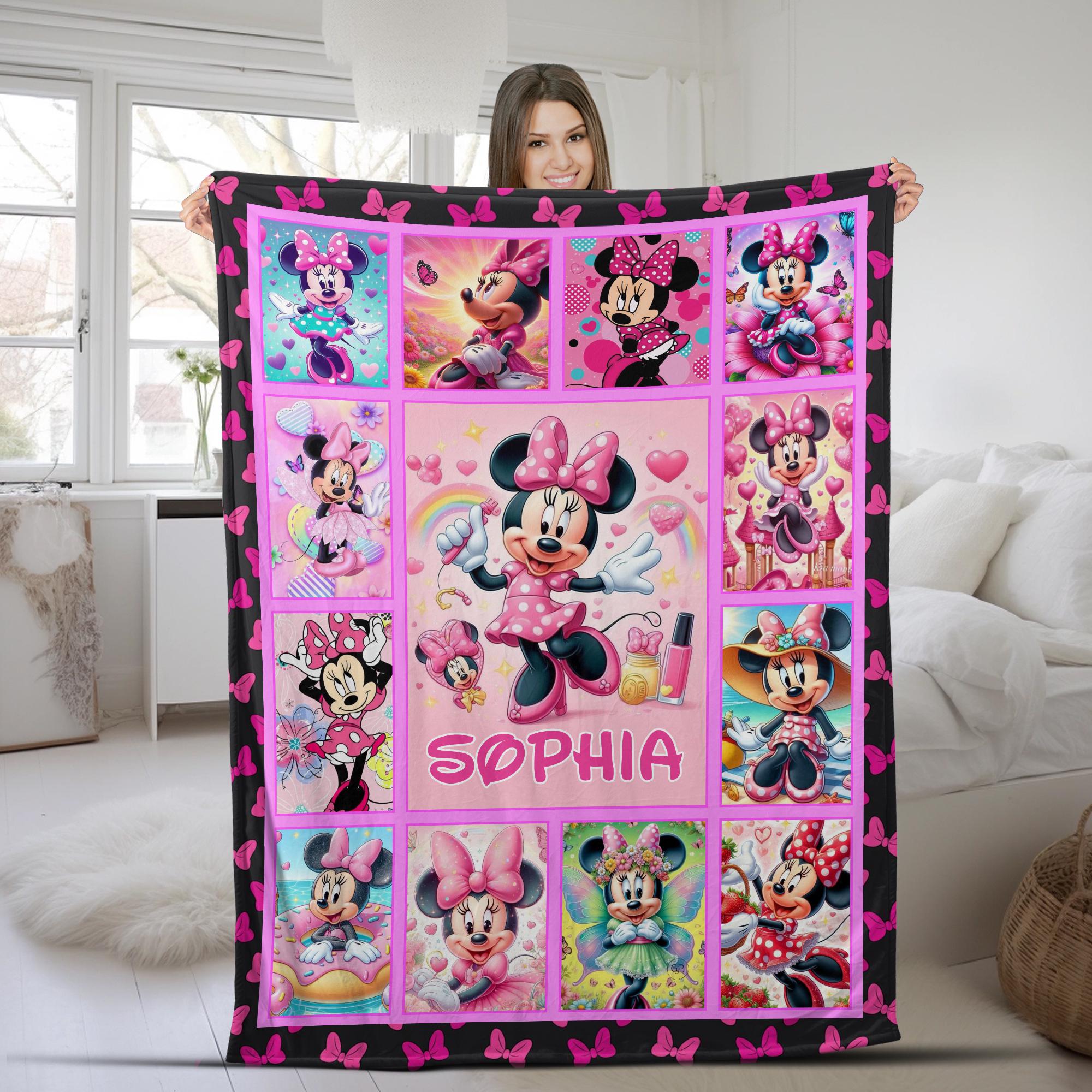 Discover Personalized Minnie Mouse Blanket, Minnie Mouse Fleece Blanket, Cute Minnie Mouse Magic Kingdom Birthday Gifts Blanket