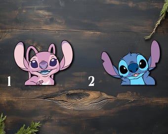 Stitch and Angel Peeking Peek Peekabo Peekers Bumper Window Vinyl Decal Lilo And Stitch Kids Cartoon Stickers C1G316