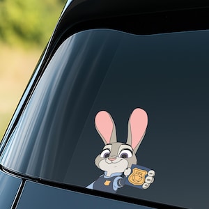 Peeker Peeking Zootopia Judy Hopps Nick Wilde Peekaboo Car Window Decals - Bumper Waterproof Stickers - Pack Stickers BZIE04-1