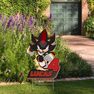 Personalized Shadow the hedgehogs Yard Sign, sonic party cutout, shadow rhe hedgehog decor, tails sonic and sonic birthday decor NGQC22