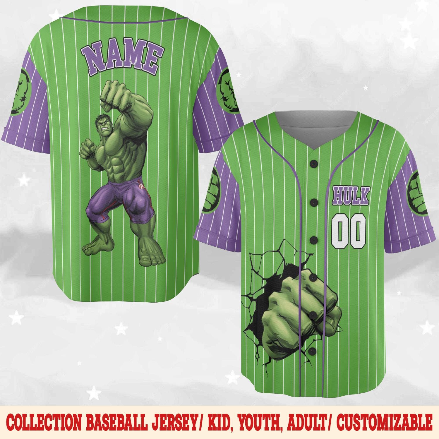 Discover Personalized Hulk Baseball Jersey, Custom Marvel The Avengers Shirt, Disney Baseball Team Outfit