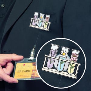 Floral Test Tube Badge Reel, Cute Science ID Holder, Retractable Medical Clip, Lab Tech Gift, Nurse or Doctor Badge JCST14