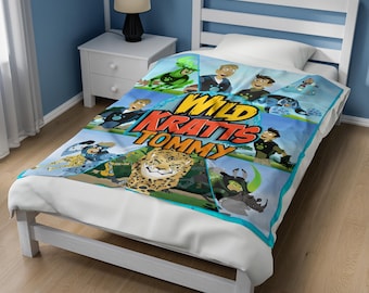 Personalized Wild Kratts Fleece Blanket | Kratt Brothers Blanket | Wild Kratts Cartoon Throw Blanket for Bed Couch Sofa C1IG11