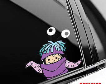 Monsters Inc Peeker Sticker Cute Cartoon Characters, Mike Sulley Boo Roz Inspired, Funny Car Window Decal, Disney Pixar Fan Gift C2CP16-5