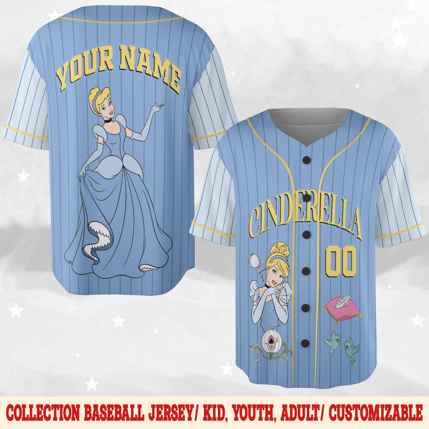 Discover Custom Disney Princess Number Baseball Jersey, Jersey Gift For Kids, Custom Disney Lover, Y2K Crewneck, Disney Princess Birthday Gift