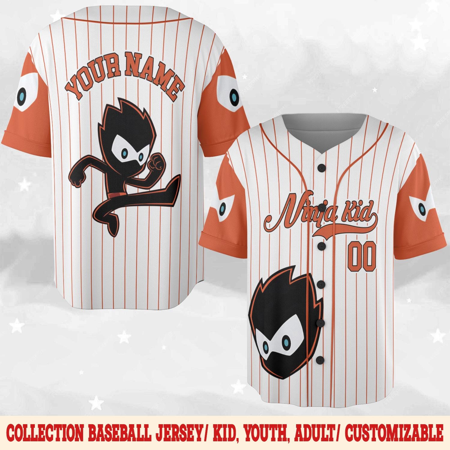 Discover Custom Ninja Kidz Baseball Jersey, Personalized Kids Name Age Matching Outfit