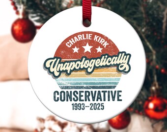 Adorno navideño en memoria de Charlie Kirk, recuerdo personalizado, decoración con bandera estadounidense, regalo conmovedor, estilo homenaje, adorno de libertad JCR324
