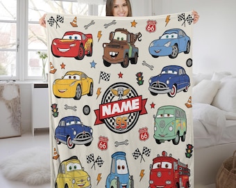 Personalized Cars Lightning McQueen Fleece Blanket, Disneyland Blanket, Cars Movie Blanket, Birthday Gifts for Kids G5SN22