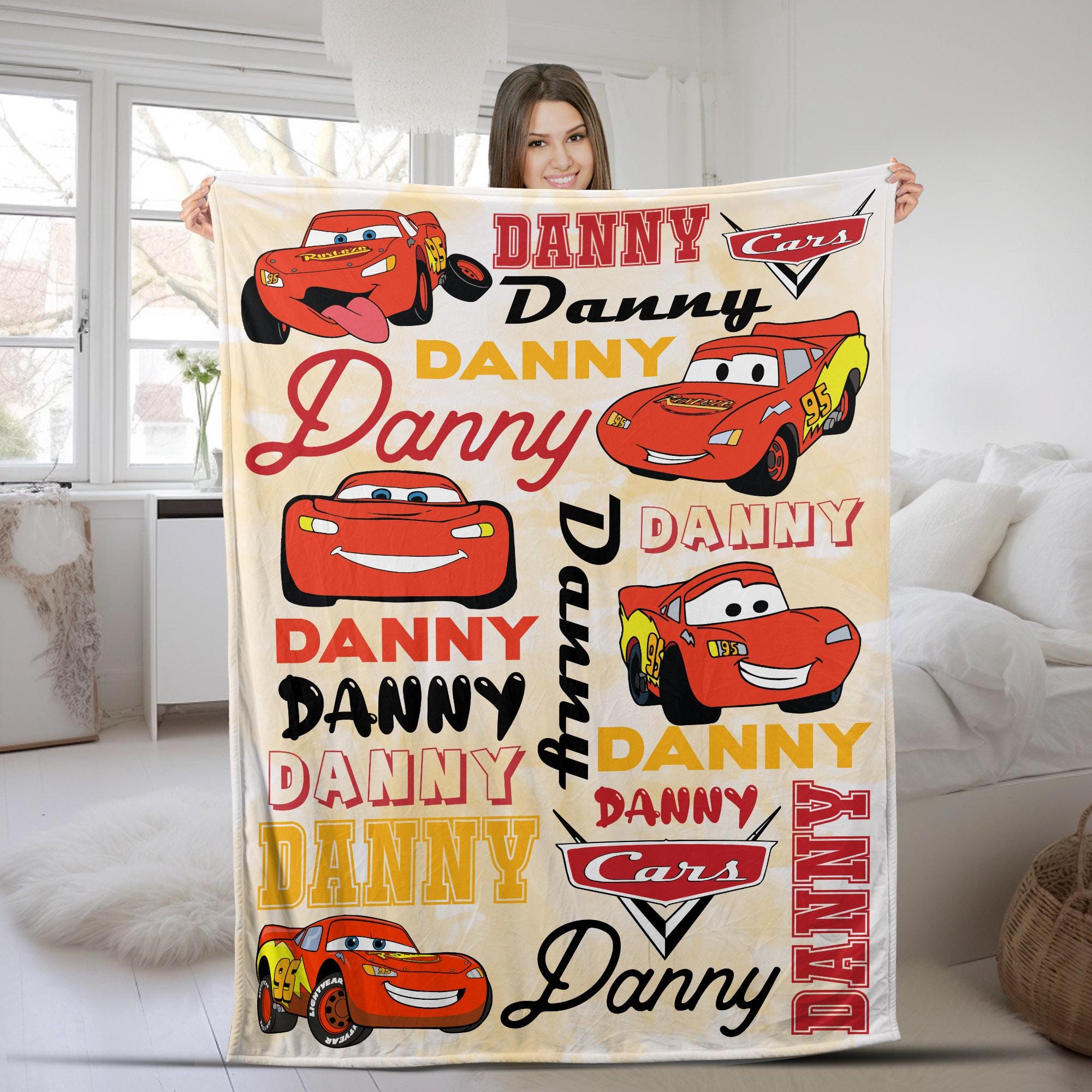 Discover Personalized Disney Cars Blanket, Lightning Mcqueen Mater Doc Hudson Sally Birthday Gift, Birthday Home Decor, Family Cars Birthday