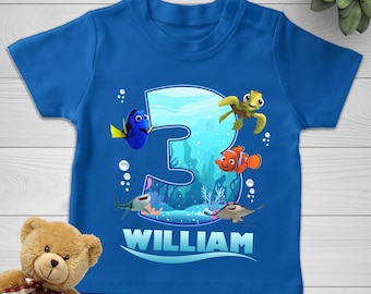 Personalized Finding Nemo Characters Shirt, Custom Name Nemo Dory Fish Alphabet Family Matching Tee,Funny Ocean Birthday Gift For Kid D1IM18