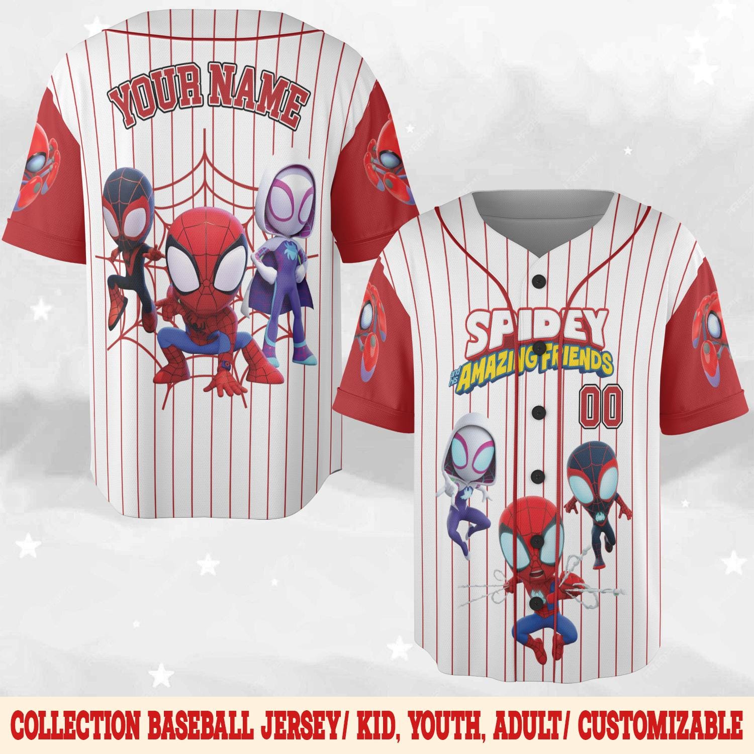 Discover Personalized Disney Spidey and His Amazing Friends Baseball Jersey, Superhero Spidey Birthday Boy, Spiderman Birthday Marvel Tee