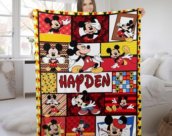 Personalized Mickey Mouse Blanket Mickey Blanket Mickey Mouse Birthday Gifts Disneyland Mickey Minnie Christmas Gift For Her G5PG10