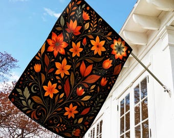 Bandera de jardín de Acción de Gracias de otoño, bandera de casa, bandera floral de otoño para jardín, decoración de otoño para exteriores, regalo de inauguración de la casa, bandera de jardín, bandera de casa de Acción de Gracias BZJF15