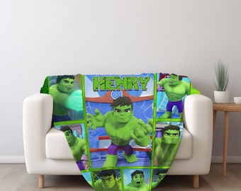 Personalize Disney Hulk Spidey And His Amazing Friends Blanket, Super Hero Blanket, Custom Hero Name Blanket, Superhero Baby Blanket C1JC39