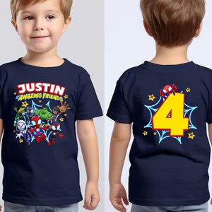 Personalized Spidey Birthday Shirt, Spidey and His Amazing Friends Family Birthday Party Shirt, Superhero Birthday Shirt C1I108