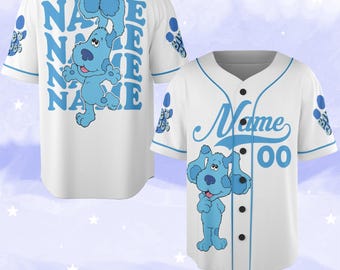 Personalized Blue's Clues Baseball Jersey, Custom Birthday Shirt for Kids, Blue Dog Jersey for Boys & Girls, Family Matching Party NGPK16
