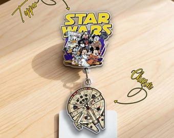 Mickey and Friends Jedi Badge Reel, Star War Retractable ID Holder, Hologram Badge Reel, Nurse Teacher Badge Reel C2D105
