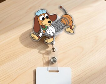 Slinky Dog Retractable ID Badge Reel: Nurse Teacher Badge D3DZ17