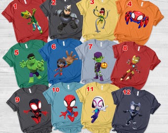 Spidey and His Amazing Friends Characters Shirt, Spiderman Inspired Birthday Shirt, Spiderman Toddler Birthday, Superhero Family CZKM13
