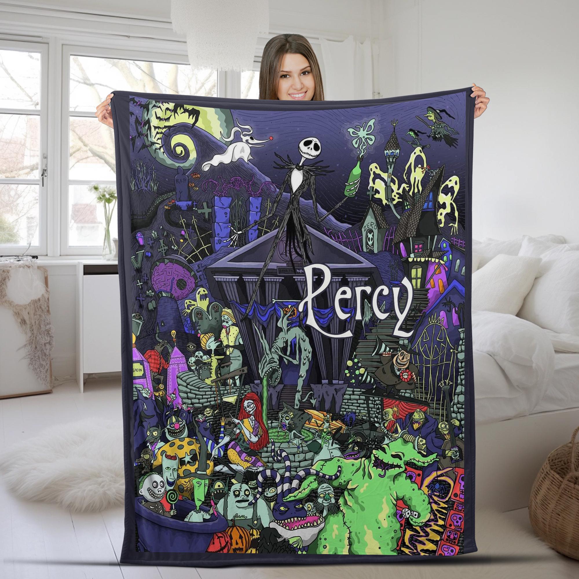 Discover Personalized Disney Nightmare Before Christmas Blanket, Jack Skellington & Sally Blanket, Halloween Blanket, Birthday Gift Blanket