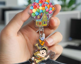 Disney Up Badge Reel, Russel Up Movie Acrylic Badge,Teacher/Nurse Accessory Badge,Teacher Appreciation,Pediatrician Badge JCR230-02