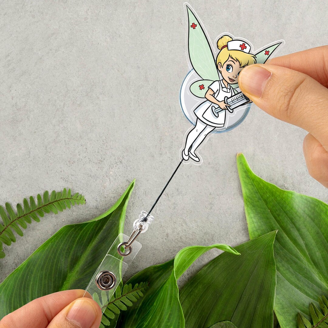 Custom Disney Nurse Peter Pan Tinker Bell Badge Reel, Personalized ...