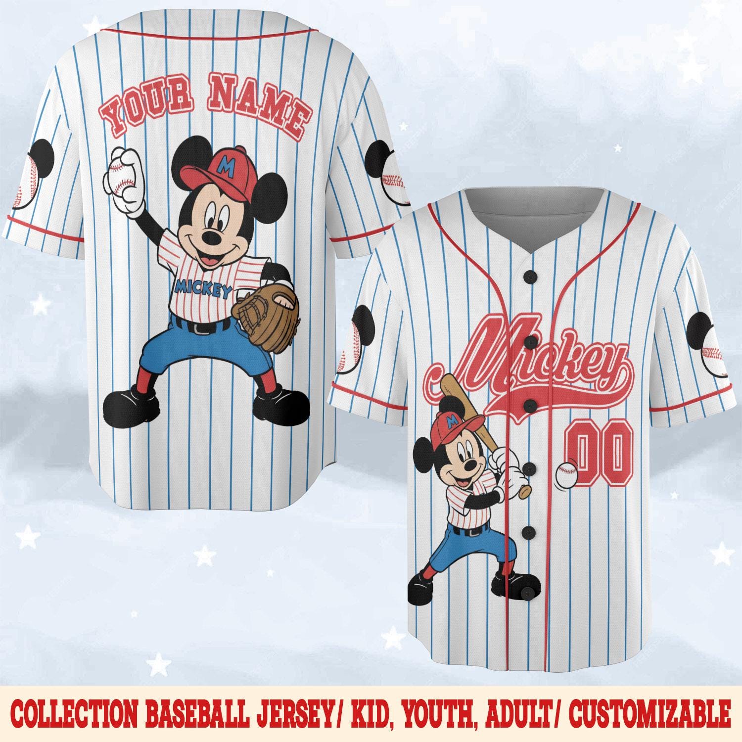 Discover Personalize Disney Mickey Baseball Custom Disney Jersey, Baseball Jersey, Mickey Mouse Jersey, Gift for Disney Fans