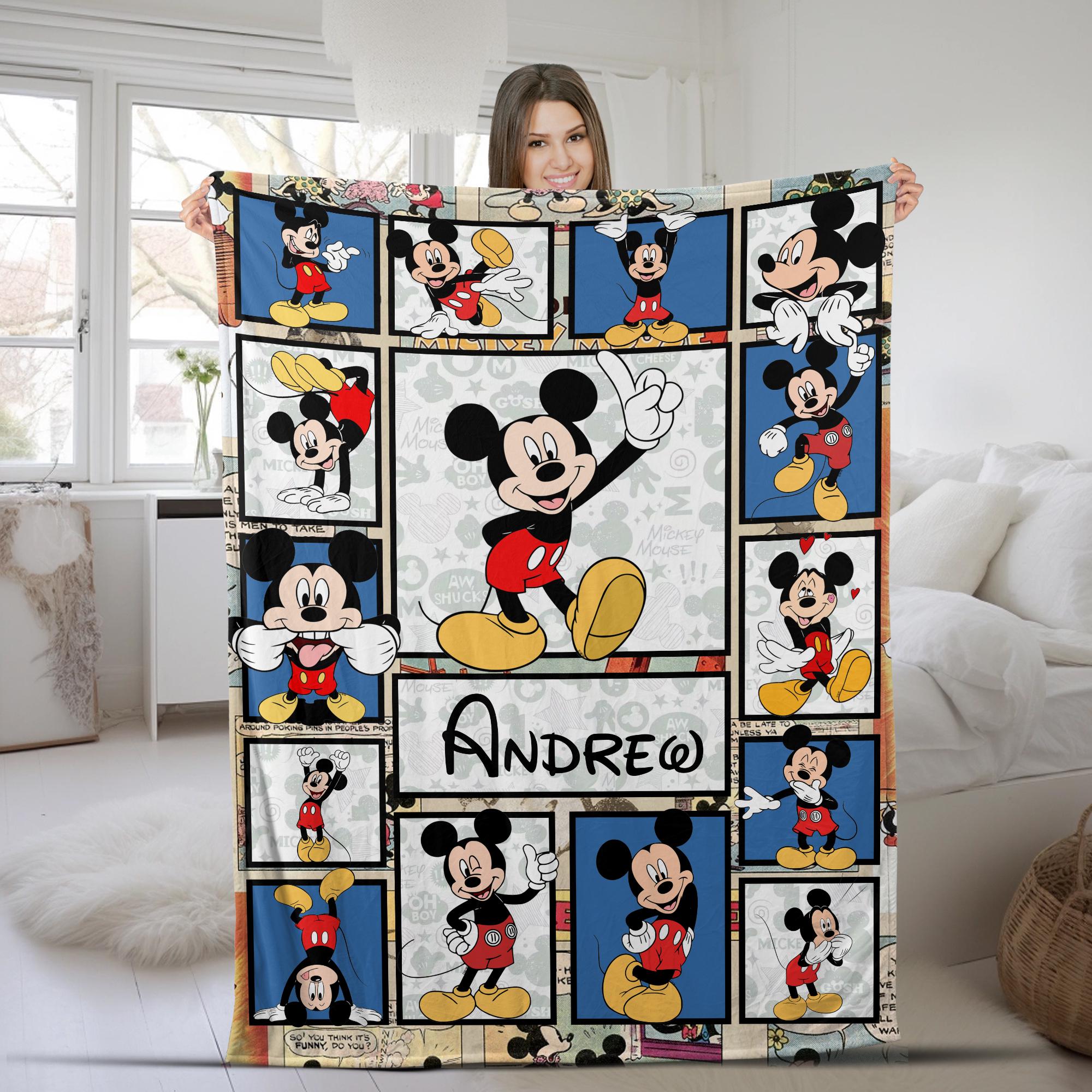 Discover Mickey Mouse Blanket for Kids & Adults, Custom Name Throw, Cozy Fleece Sherpa, Disney Room Decor, Custom Disney Blanket