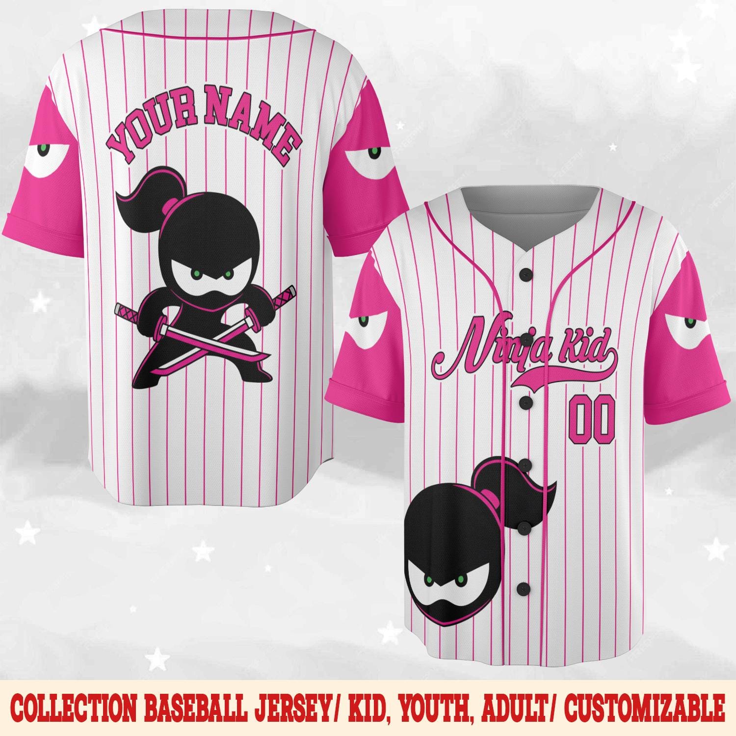 Discover Custom Ninja Kidz Baseball Jersey, Personalized Kids Name Age Matching Outfit