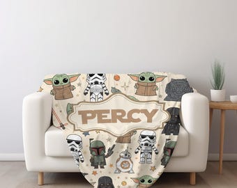 Personalized Star Wars Characters Blanket, Custom Name Blanket, Disney Star Wars Blanket, Baby Shower Gift, Birthday Gift C1MI26