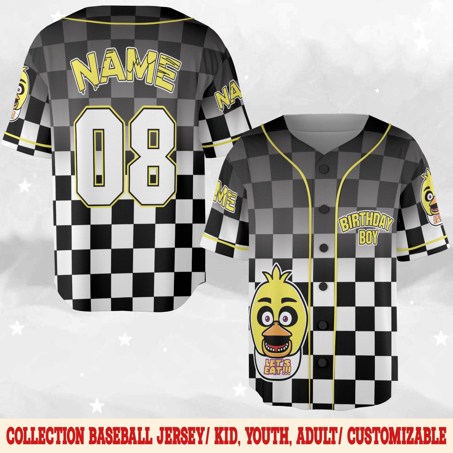 Discover Chika FNAF Birthday Baseball Jersey, Personalized Name Age Five Nights at Freddy